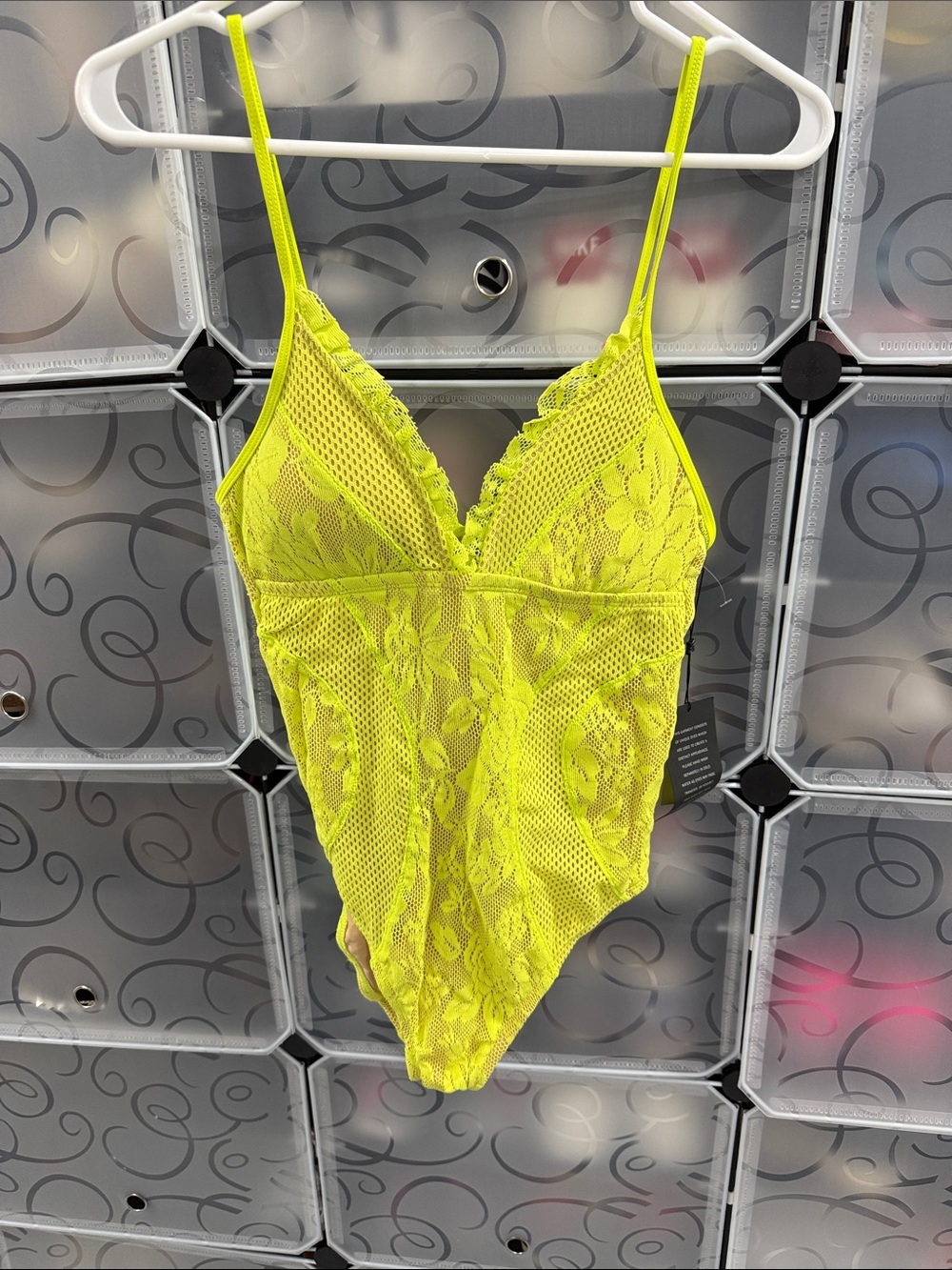 BCBGeneration Neon Lime Lace One-Piece Swimsuit